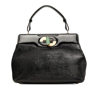 ブルガリ イザベラ ロッセリーニ ハンドバッグ ブラック レザー レディース BVLGARI 【中古】