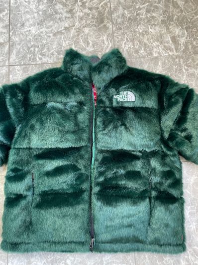 Supreme x The North Face Faux Fur Nuptse Jacket "Green"