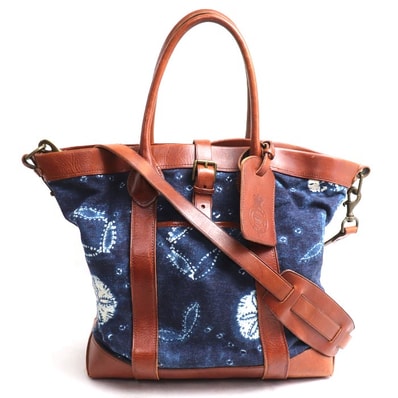RALPH LAUREN ラルフローレン インディゴ染め 2Wayショルダーバッグ ブルー/ブラウン ユニセックス【中古】