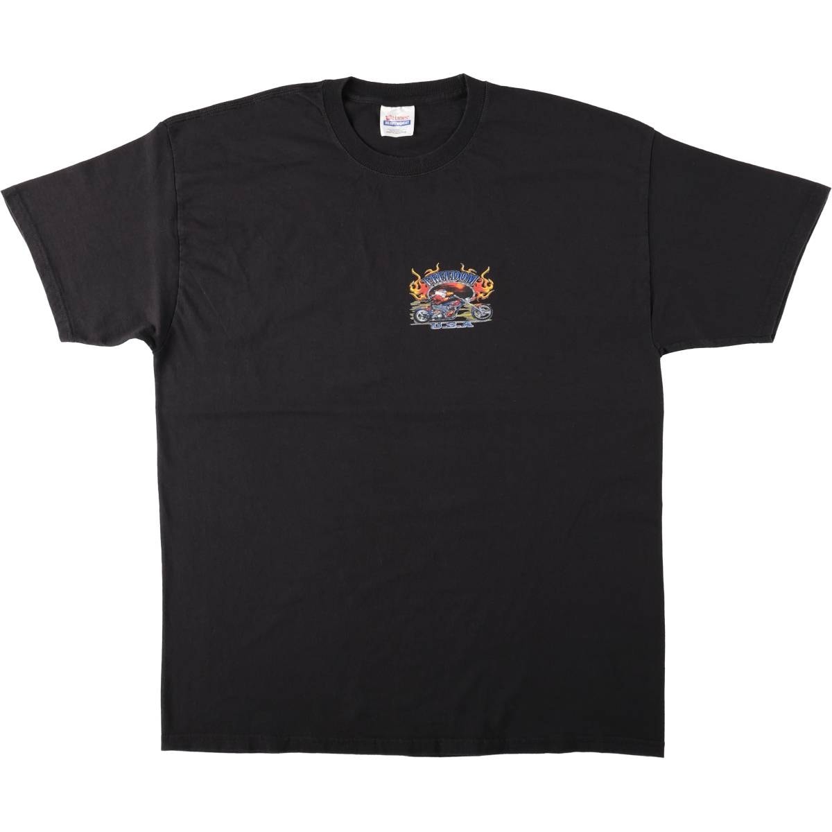 古着 ヘインズ Hanes ファイヤーパターン モーターサイクル バイクTシャツ メンズXL相当/eaa669592