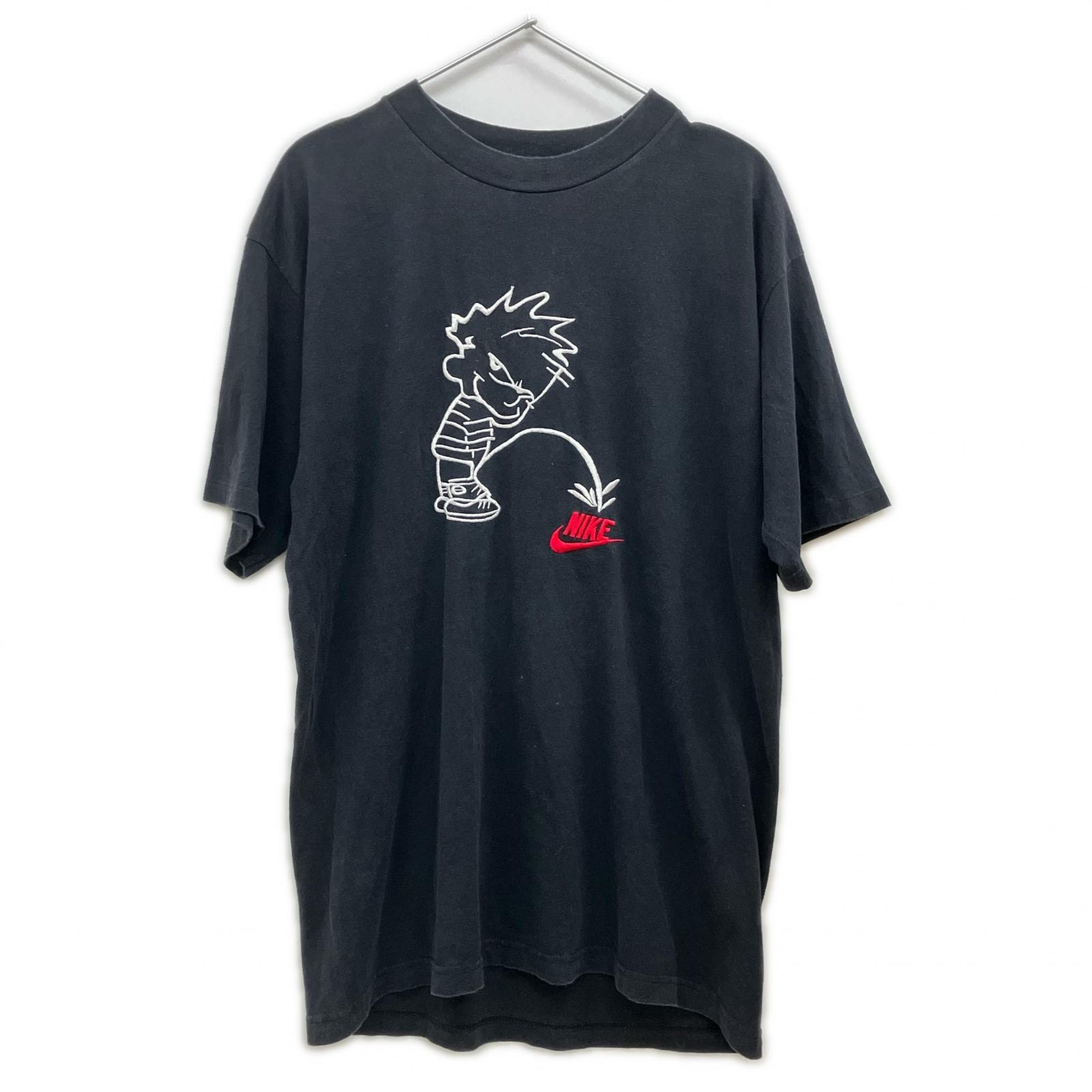ナイキ ×PISS BOY 90's ブラック コットン 刺繍 Tシャツ L