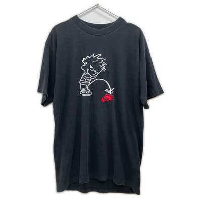 ナイキ ×PISS BOY 90's ブラック コットン 刺繍 Tシャツ L
