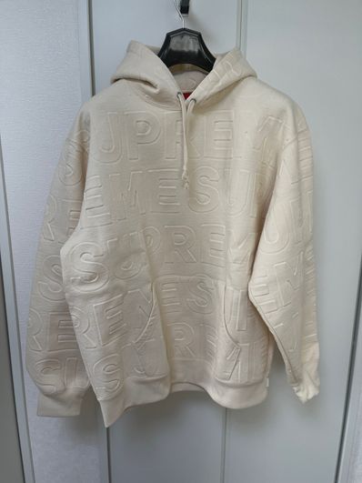 Supreme Embossed Logos Hooded Sweatshirt "Natural"