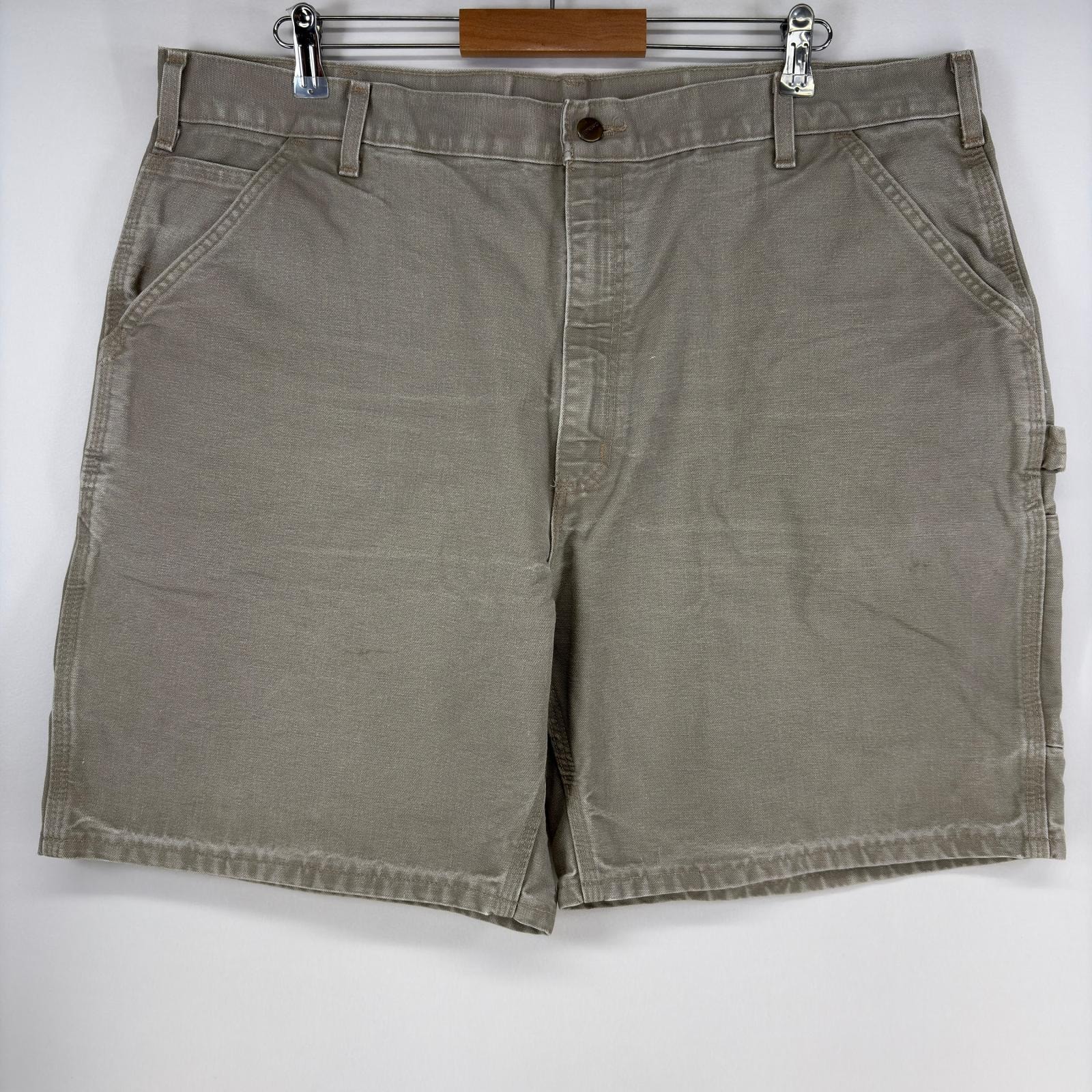 古着 カーハート Carhartt ダック ショートパンツ ペインター ハーフパンツ ワンポイント 大きいサイズ ジップ w42  グレー メンズ