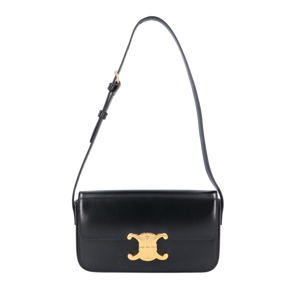 セリーヌ トリオンフ ショルダーバッグ レザー ブラック レディース CELINE 中古