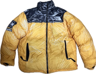 Supreme x The North Face Trompe Loeil Printed Nuptse Jacket "Yellow"