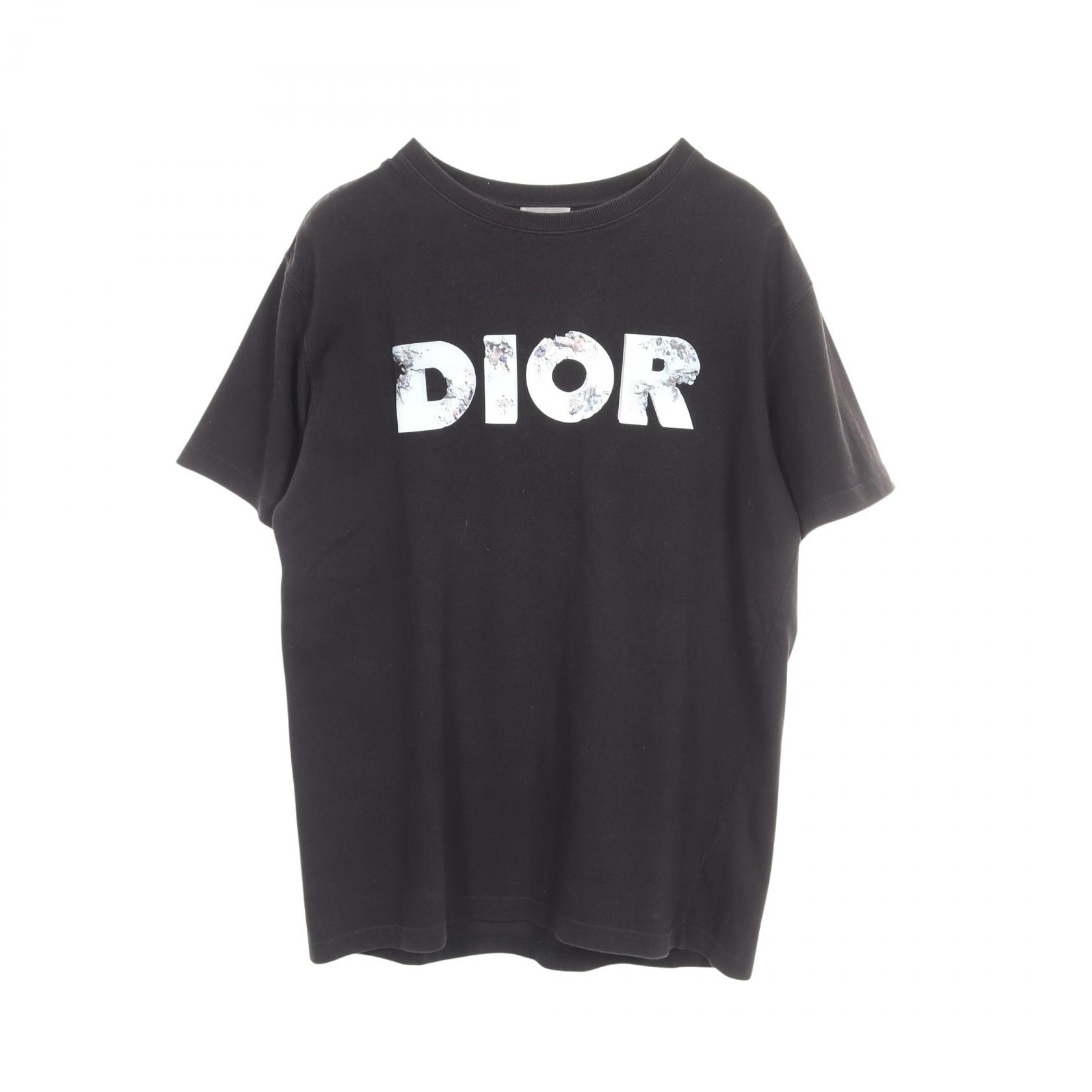 ディオール Dior DIOR × Daniel Arsham ロゴプリント 半袖Tシャツ 衣料品 トップス コットン メンズ ブラック系 023J615B0554 【中古】