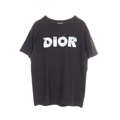 ディオール Dior DIOR × Daniel Arsham ロゴプリント 半袖Tシャツ 衣料品 トップス コットン メンズ ブラック系 023J615B0554 【中古】