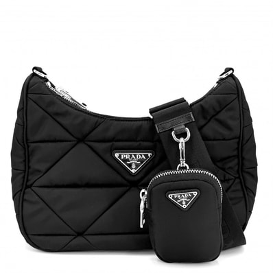 PRADA プラダ ショルダーバッグ パデッドRe-Nylon 肩掛け 斜め掛け トライアングルロゴ メンズ レディース 男女兼用 1BC151 ナイロン ブラック 黒 シルバー金具 ユニセックス 美品【中古品】
