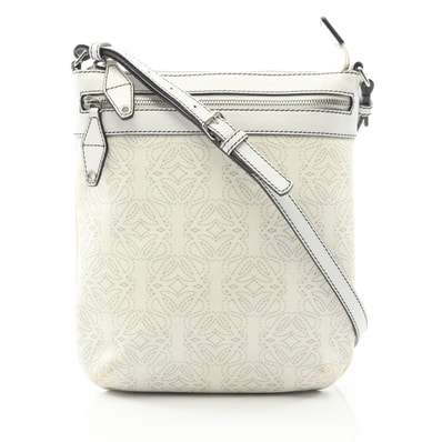 ロエベ LOEWE アナグラム ショルダーバッグ バッグ PVCコーティングキャンバス レザー レディース ホワイト系 【中古】