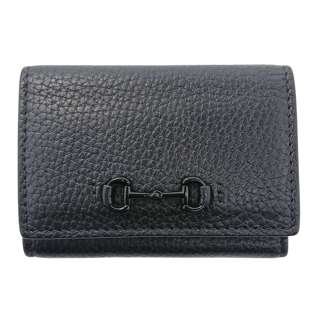 GUCCI グッチ ホースピット コンパクトウォレット 三つ折り財布 745988 レザー ブラック  レディース【中古】