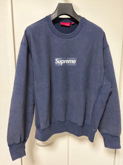 Supreme Washed Box Logo Crewneck "Navy"