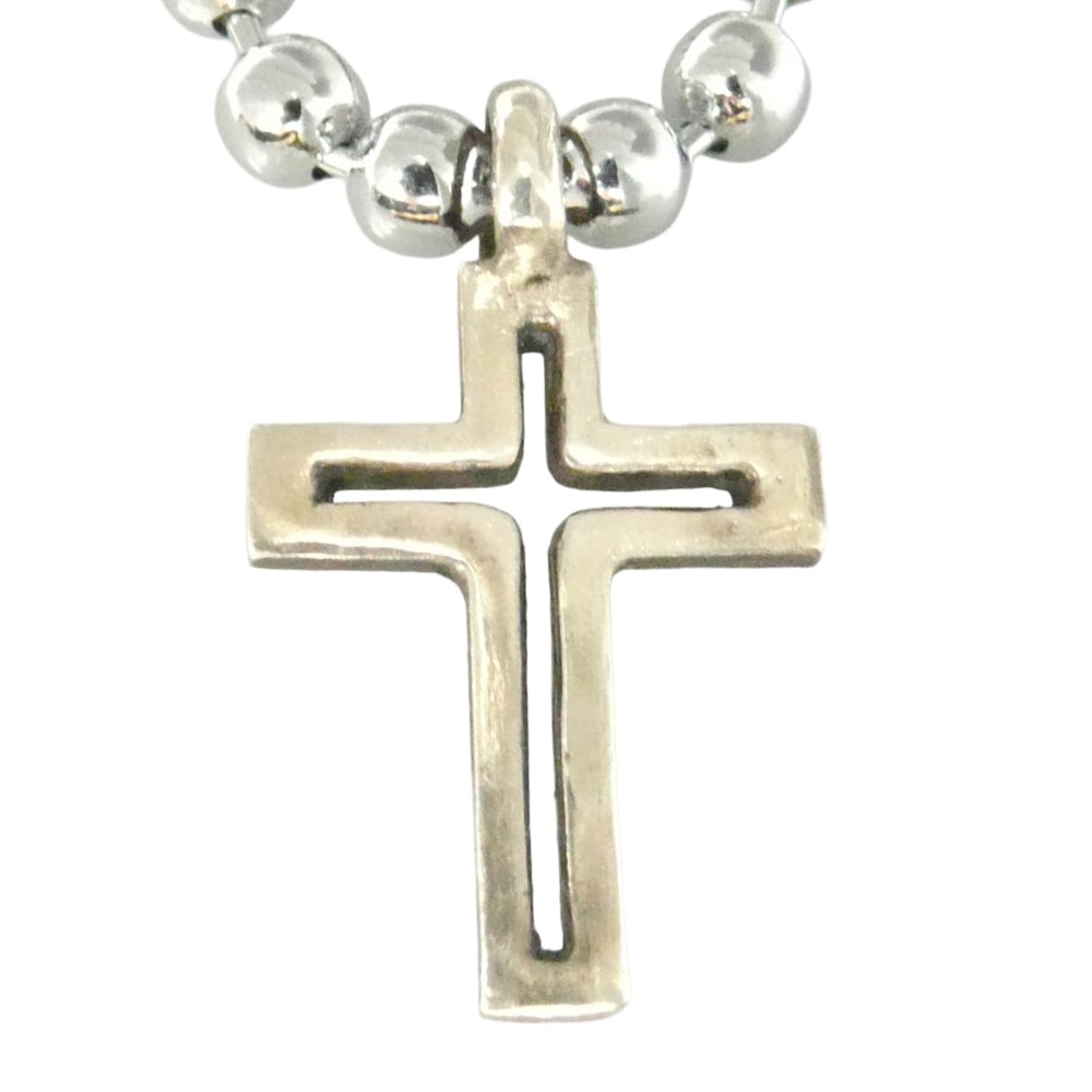 GODSIZE ゴッドサイズ TINY CROSS PENDANT タイニークロス ペンダント ボールチェーン ネックレス シルバー系【中古】