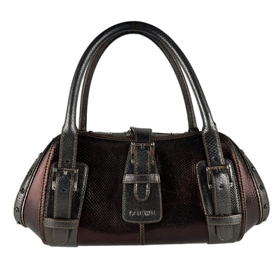 ロエベ LOEWE ハンドバッグ レザー ブラウン/グレー レディース【中古】 z10886