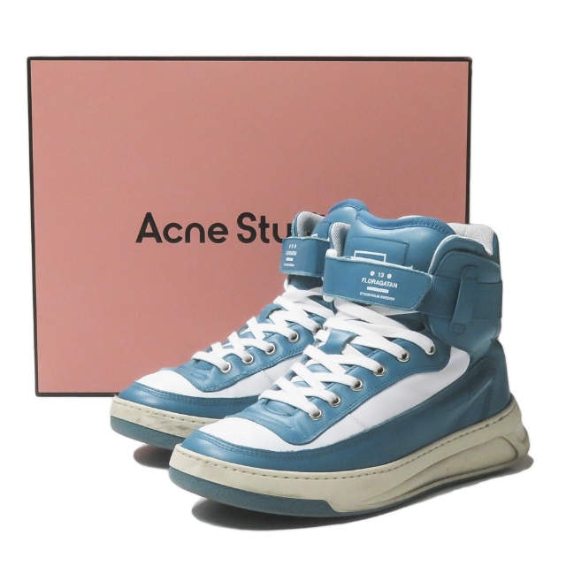 Acne Studios アクネストゥディオズ 21SS イタリア製 Babila Mix M レースアップハイトップスニーカー FA-MN-SHOE000035 40(25cm) Turquoise/white/white フェイス ハイカット