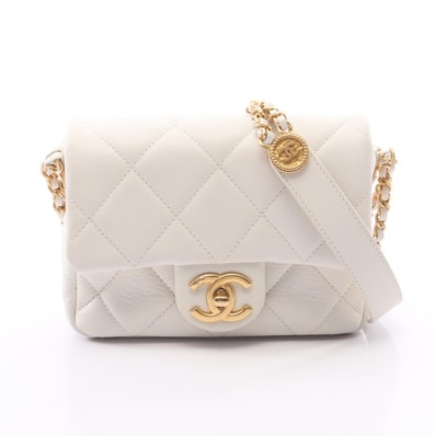 シャネル CHANEL ミニマトラッセ ショルダーバッグ バッグ キャビアスキン(グレインドカーフ) レディース ホワイト系 【中古】