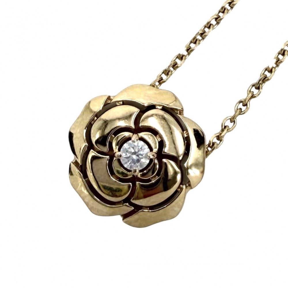 CHANEL シャネル ネックレス アジャスター付き カメリアコレクション ココマーク フラワーモチーフ 花 アクセサリー 18金PG 750 K18ピンクゴールド ダイヤモンド0.04ct J11660 レディース 約4.1g【中古品】