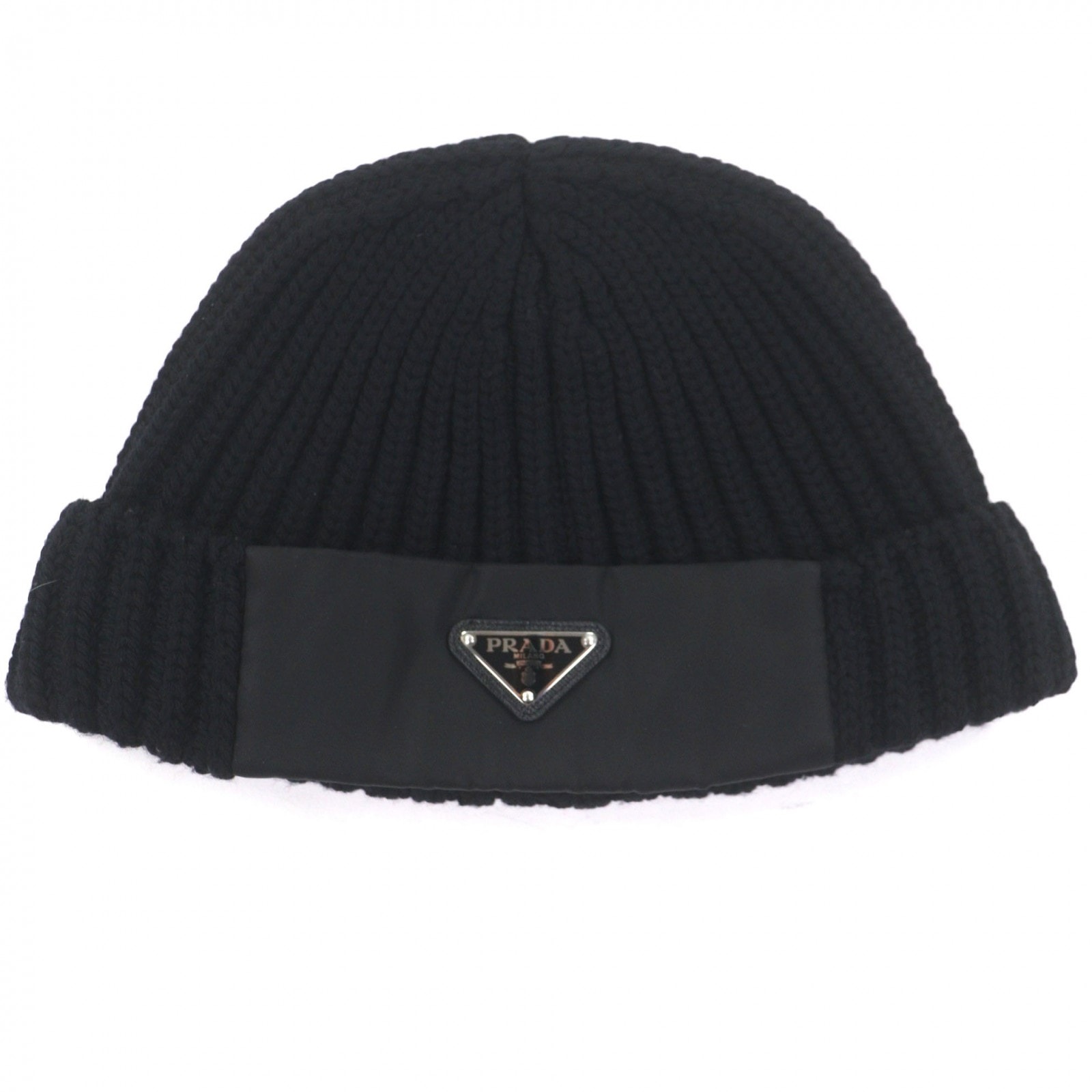美品 プラダ ニットキャップ ブラック メンズ L UMD446