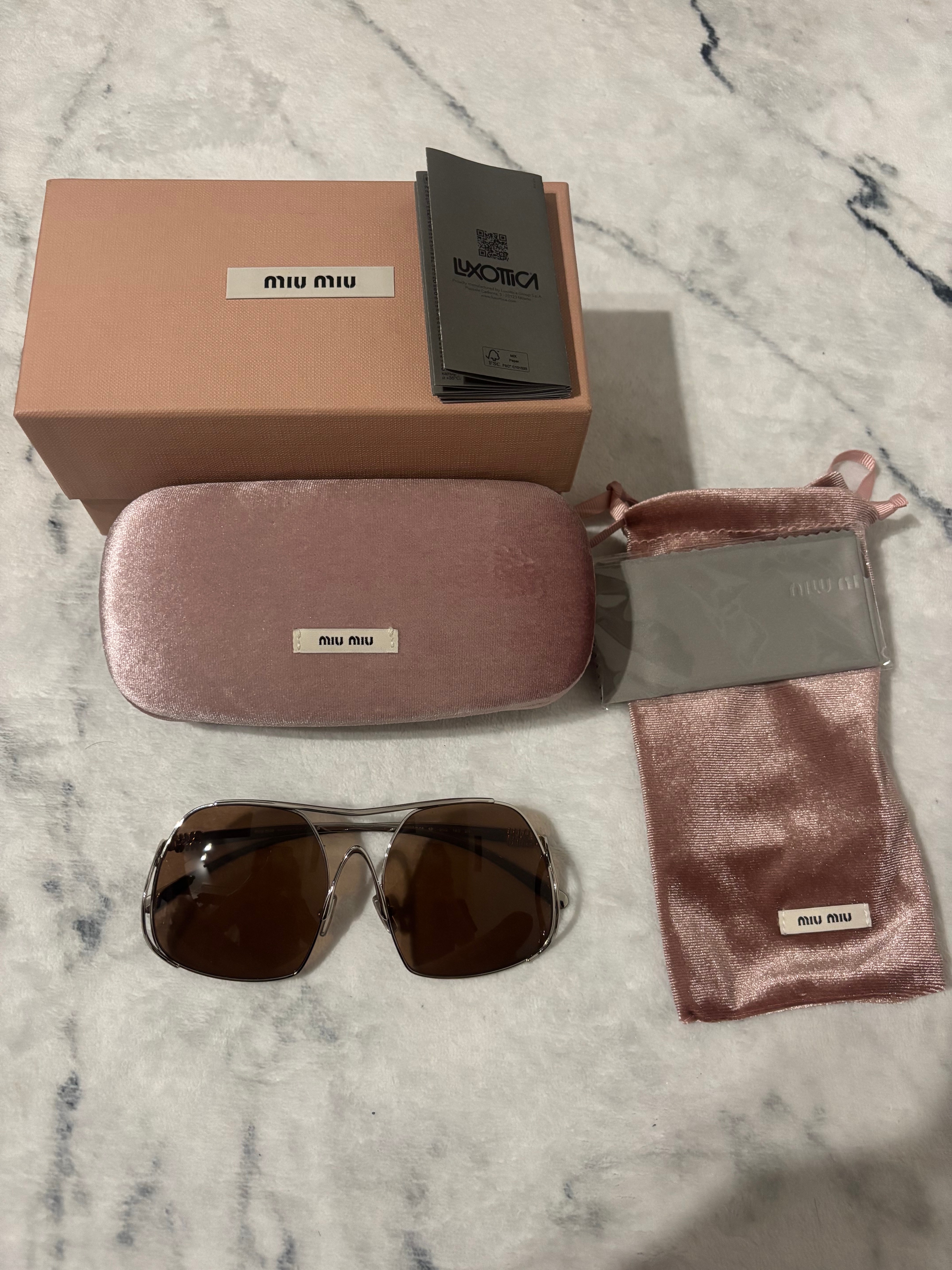 miu miu ミュウミュウ 25SS オンブルサングラスSMU A55シルバーグレー570181BC-90Q 140 ブラウン シルバー