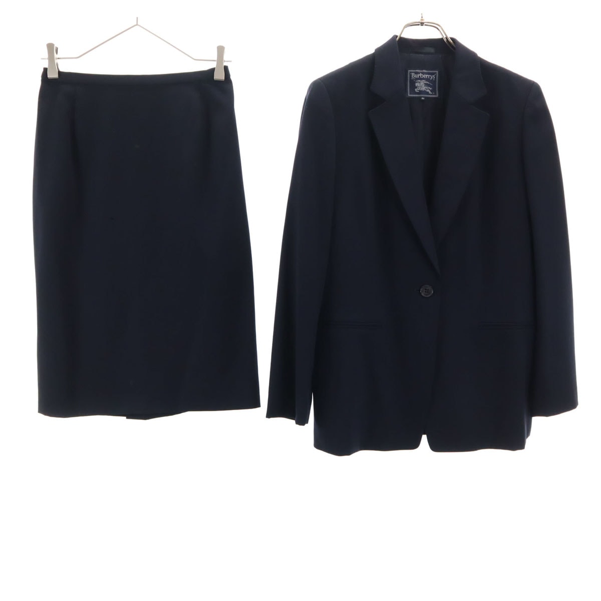 Burberrys バーバリーズ 90s オールド スカートスーツ 上下セットアップ 38/40 ネイビー系 三陽商会