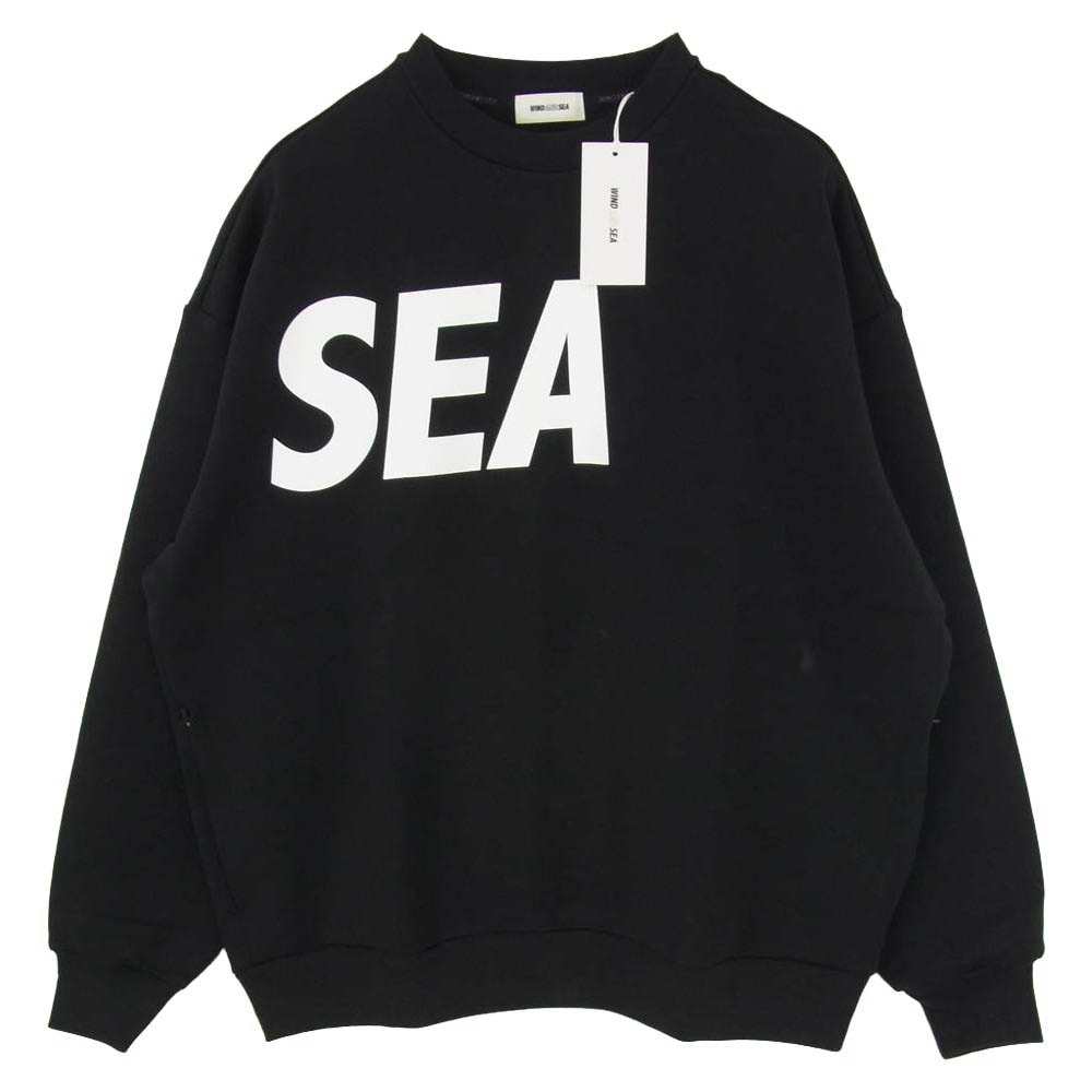 WIND AND SEA ウィンダンシー 26SS WDS-O-CLN-26-Q1-CS-02 RELAXED FIT CREWNECK PONTE ロゴプリント クルーネックスウェットシャツ トレーナー ブラック系 M【極上美品】【中古】