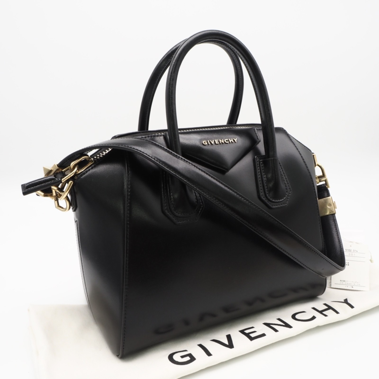 美品 GIVENCHY ジバンシィ カーフスキン アンティゴナ スモール ボックスレザー BB5149B1R0-001 2wayハンドバッグ ブラック カーフレザー レディース