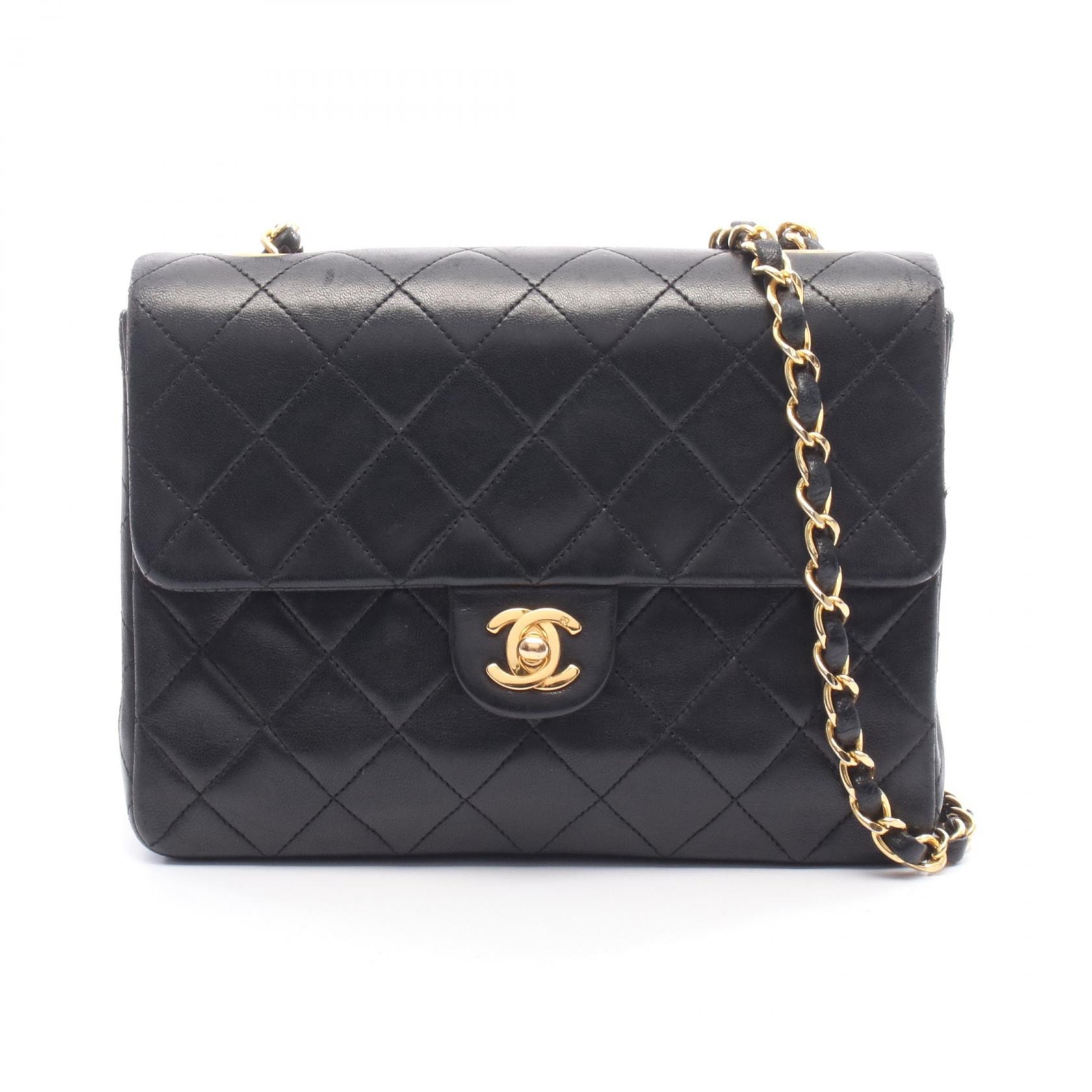 シャネル CHANEL ミニマトラッセ20 ショルダーバッグ バッグ ラムスキン(羊革) レディース ブラック系 【中古】