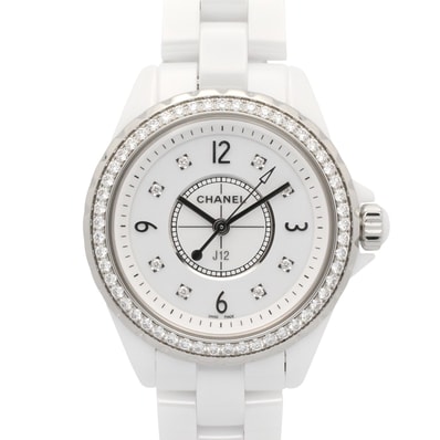シャネル CHANEL J12 ダイヤベゼル/8Pダイヤ 腕時計 時計 セラミック ダイヤモンド レディース ホワイト系 H3110 【中古】
