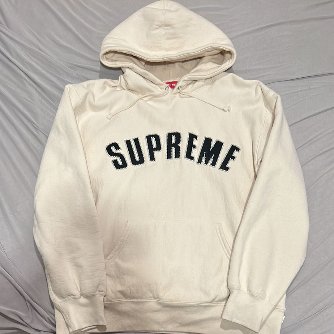 Supreme Pearl Logo Hooded Sweatshirt "Natural"
