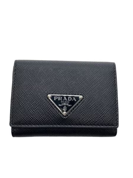 PRADA Saffiano Triangle Wallet "Black"
