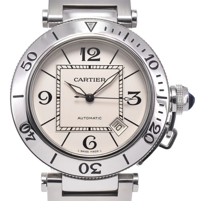 カルティエ CARTIER W31080M7 パシャ シータイマー シルバー 自動巻き メンズ 美品 腕時計 Q#149327