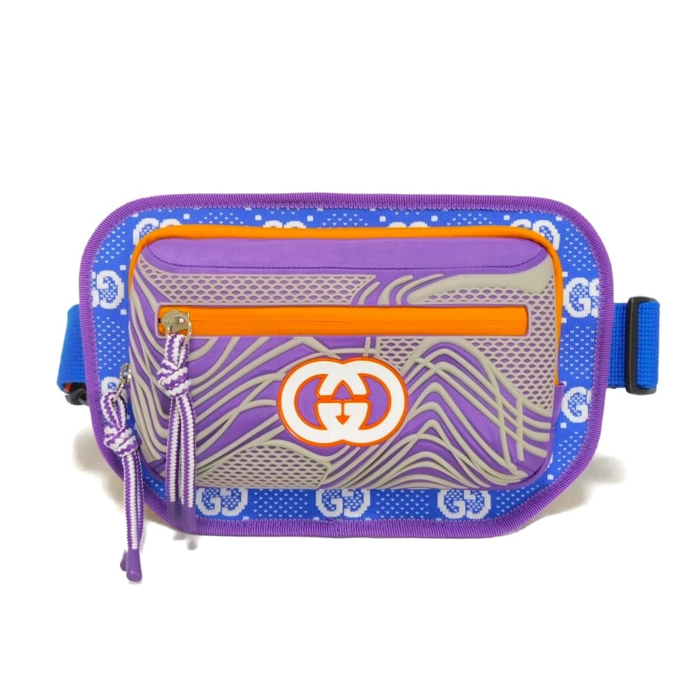 GUCCI グッチ GGナイロン ベルトバッグ ラバー パープル オレンジ マルチカラー ウエストポーチ ショルダーバッグ 未使用 インターロッキングG ブルー ボディバッグ 752102 FAB7U 8489