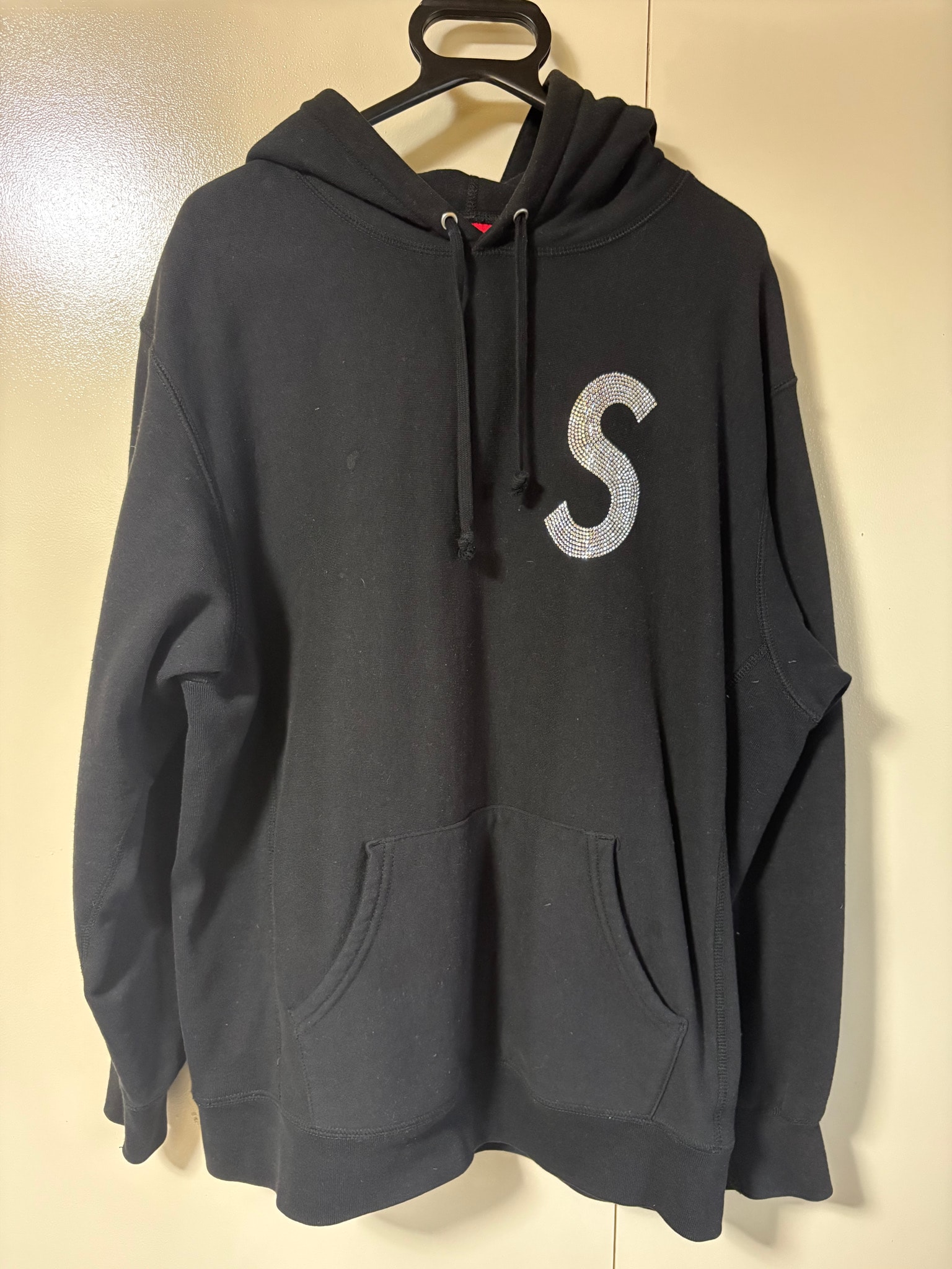 Supreme x Swarovski S Logo Hooded Sweatshirt "Black"