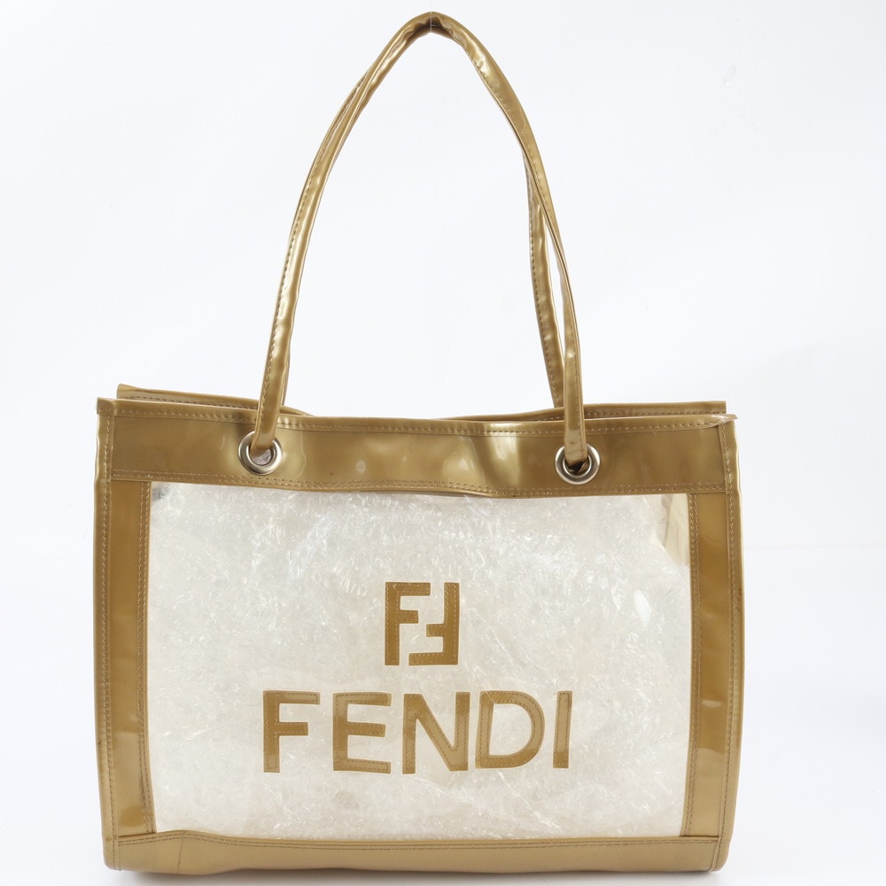 ■美品 フェンディ クリア ゴールドトート バッグ
