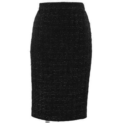 SALE【美品】Christian Dior クリスチャンディオール ヴィンテージ ツイード スカート サイズ 34 レディース メタリック ボトムス ブラック 黒 フランス製
