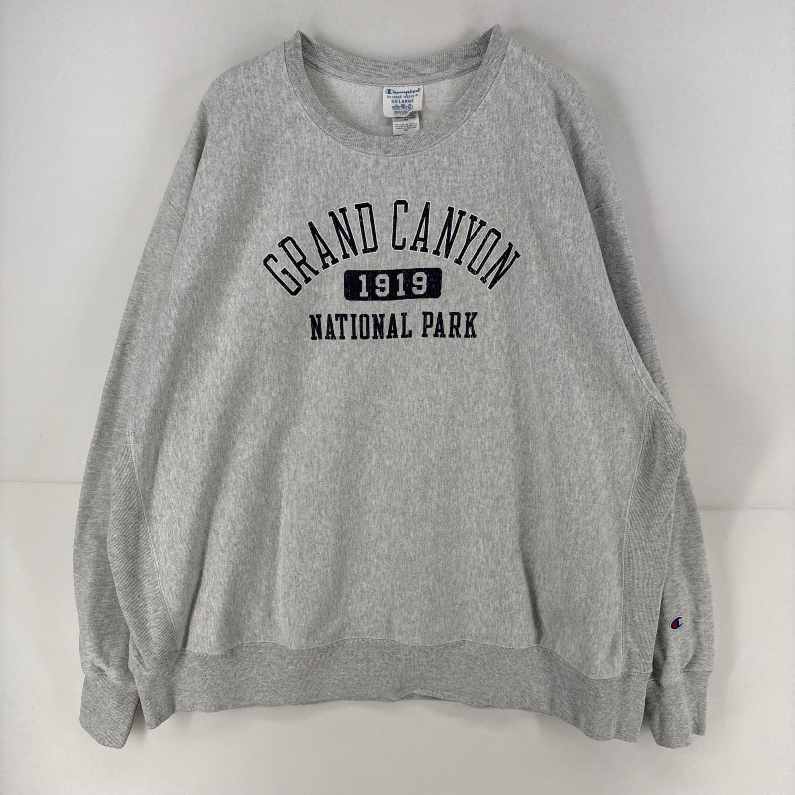 古着 チャンピオン Champion スウェット ワンポイント リバースウィーブ プリント トレーナー クルーネック 3XL  グレー メンズ