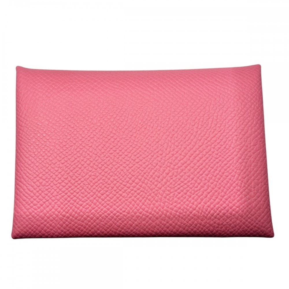 HERMES エルメス コインケース カルヴィ デュオ 小銭入れ カードケース 小物 メンズ レディース 男女兼用 B刻印 ヴォーエプソン ピンク シルバー金具 ユニセックス 美品 2023年【中古品】