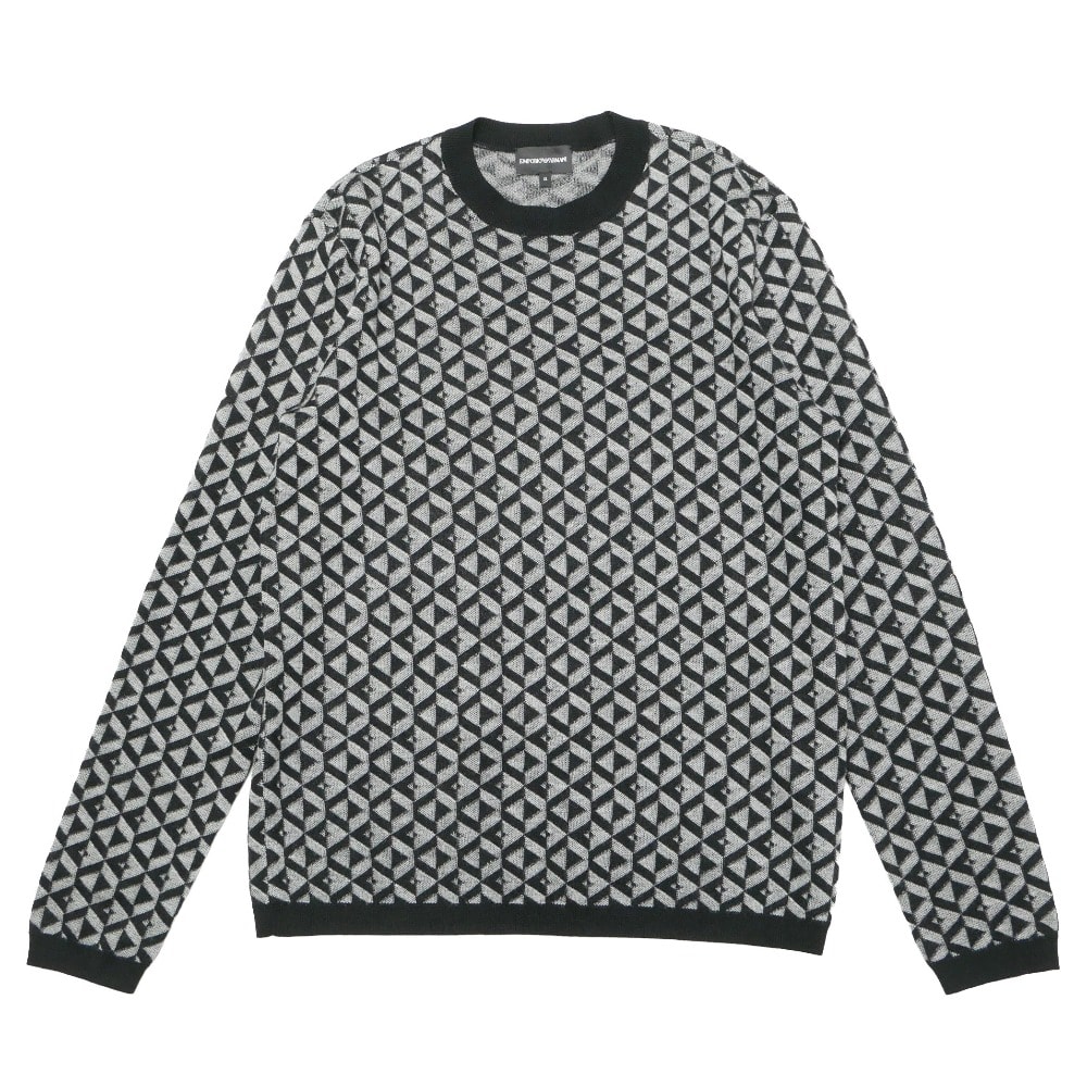 Emporio Armani エンポリオ・アルマーニ セーター サイズXL 総柄 長袖 ニット クルーネック ブランド古着【中古】20260122/RA7409