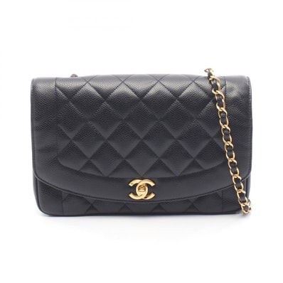 シャネル CHANEL マトラッセ ダイアナフラップ ショルダーバッグ バッグ キャビアスキン(グレインドカーフ) レディース ブラック系 A01165 【中古】