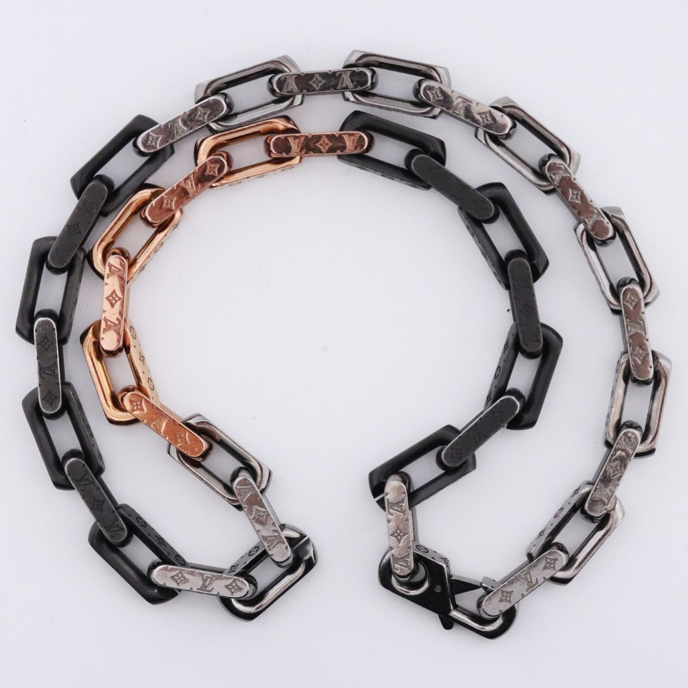 Louis Vuitton Collier Monogram Chain Necklace "Gold/Black"