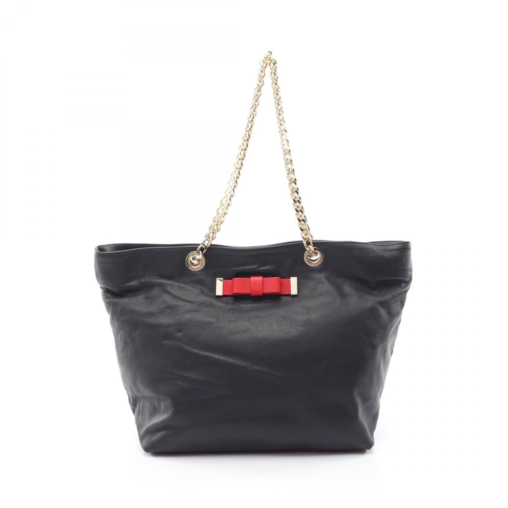 ヴァレンチノ Valentino リボン ショルダーバッグ バッグ レザー レディース ネイビー系 / レッド系 【中古】