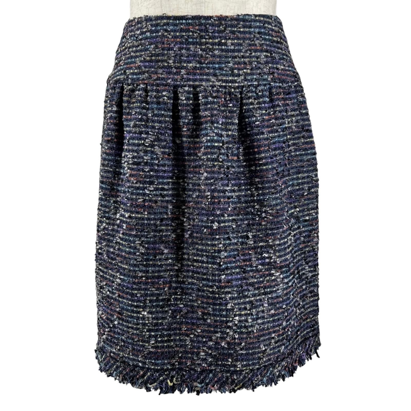 極美品 シャネル ツイードスカート マルチカラー 34 05A P26317