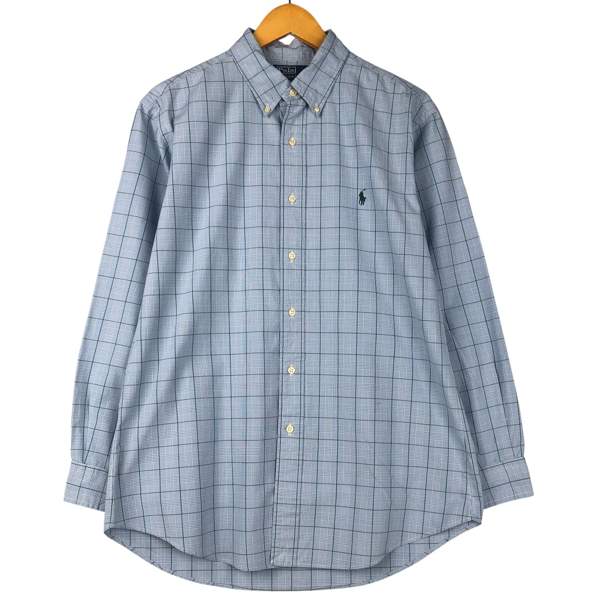 古着 ラルフローレン Ralph Lauren POLO by Ralph Lauren CUSTOM FIT 長袖 ボタンダウンチェックシャツ メンズL相当/eaa599094