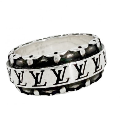 LOUIS VUITTON ルイヴィトン 指輪 リング・LVドリフト アクセサリー リング Sサイズ シルバー925 約17.5号 M0412S シルバー メンズ 約11.4g【中古品】