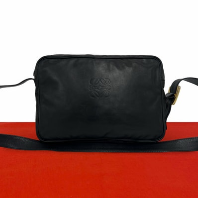 LOEWE ロエベ アナグラム ロゴ レザー ショルダーバッグ ブラック
64635
