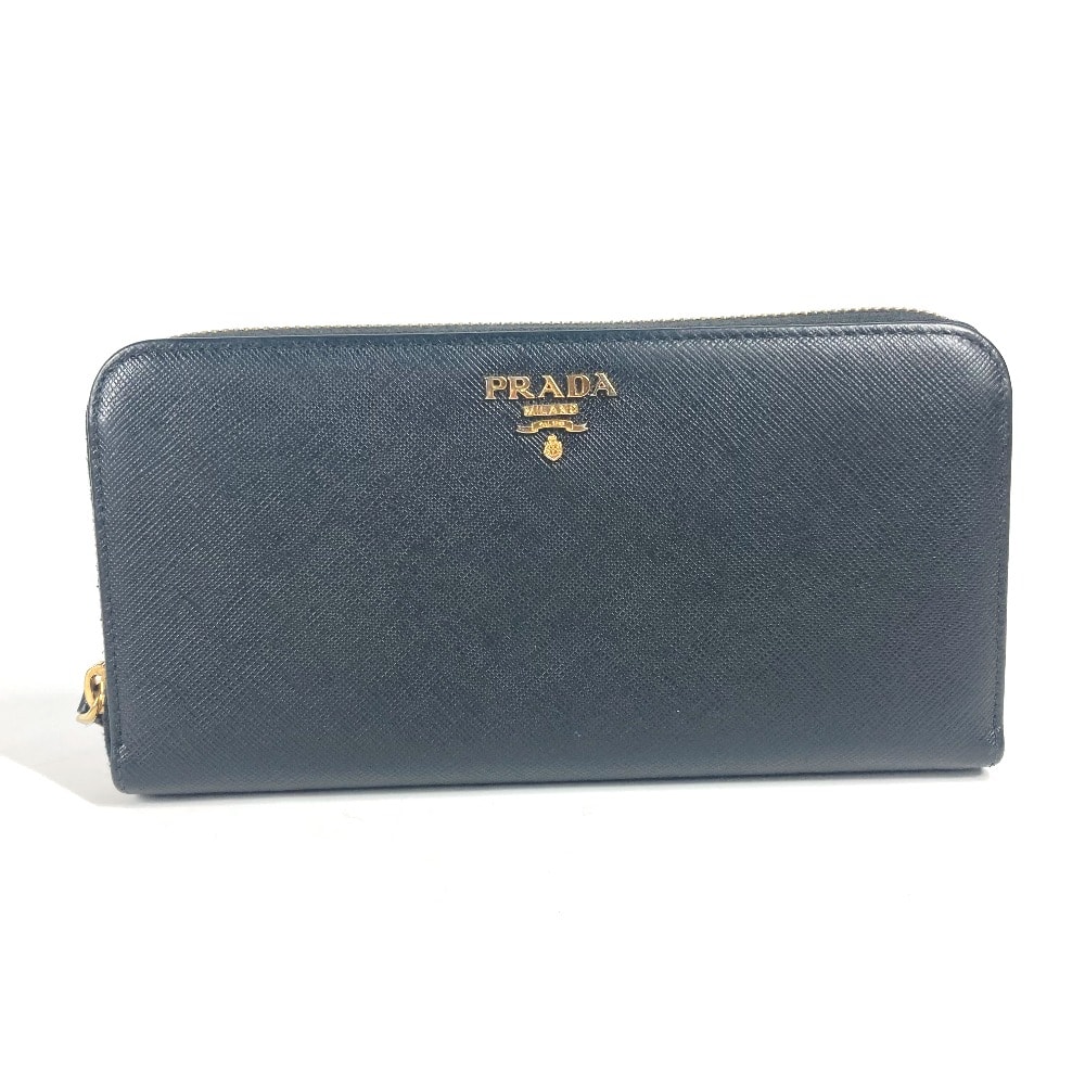 プラダ PRADA ハート バイカラー 1ML506 ロゴ ロングウォレット ラウンドファスナー 長財布 サフィアーノレザ- ブラック