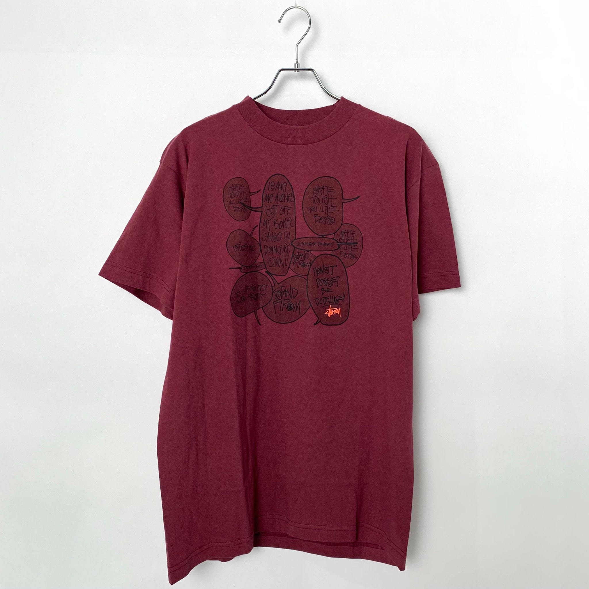 STUSSY speech bubble Message Luminous Tee wine red