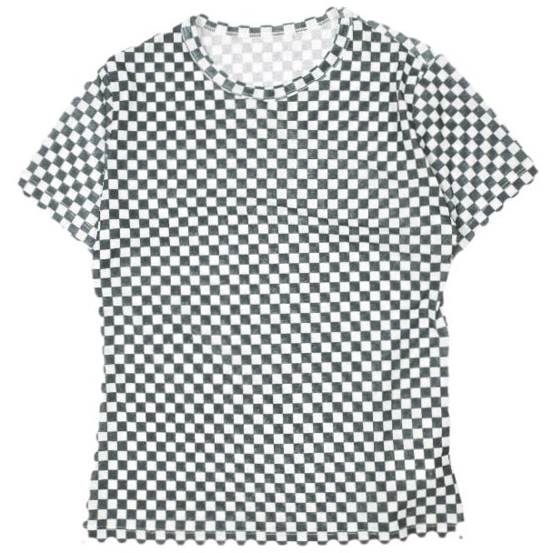 Ray BEAMS レイビームス 22SS チェッカープリントハーフスリーブTシャツ 61-04-2329-370 ONE SIZE BLACK 半袖 トップス g26719