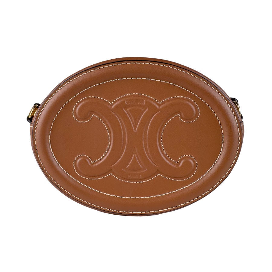 セリーヌ CELINE ショルダーバッグ オーバルパース キュイル トリオンフ レザー ブラウン レディース【中古】 z10761