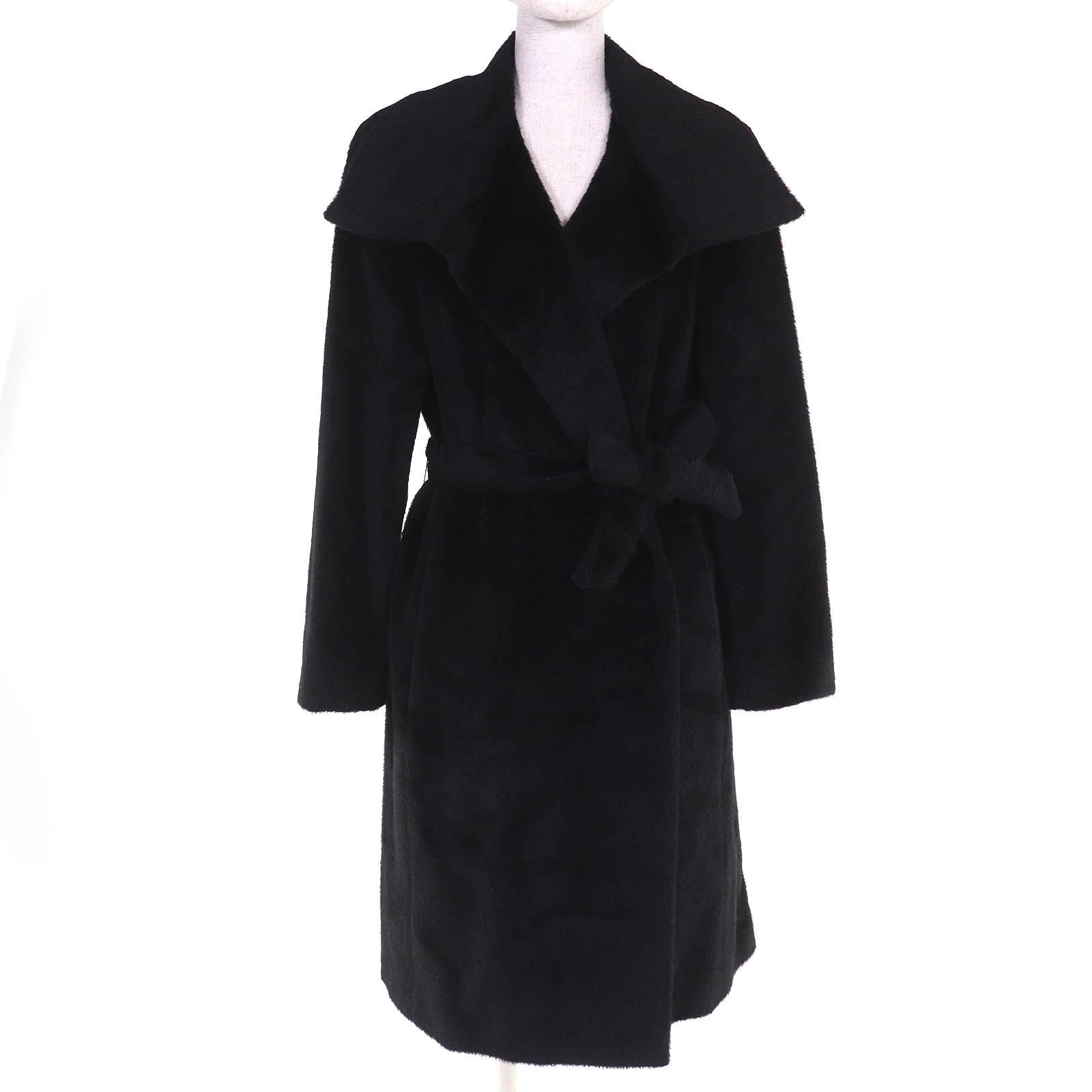 極美品 マックスマーラ ロング ベルトラップコート ブラック レディース 40